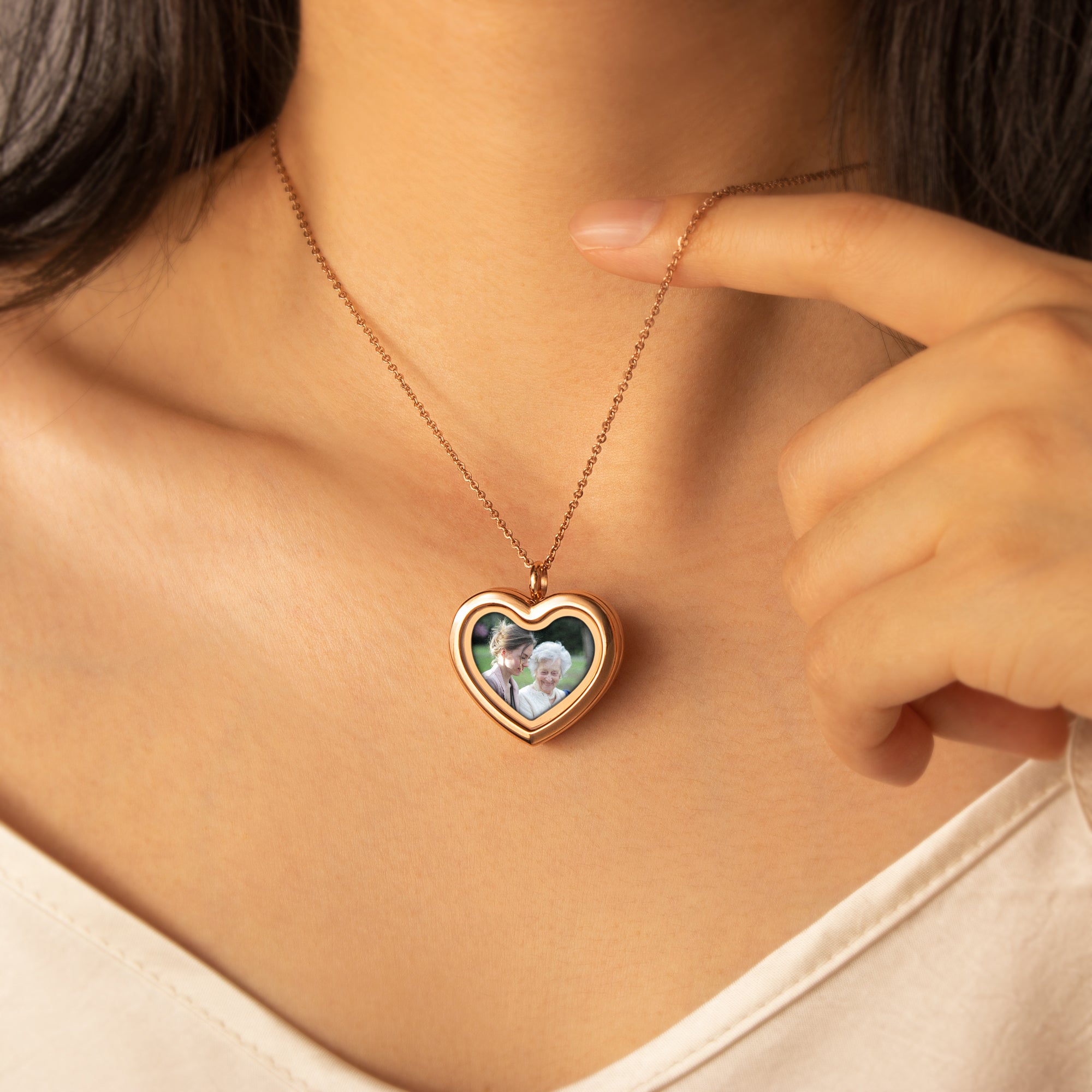 Glass Heart Photo Locket Necklace