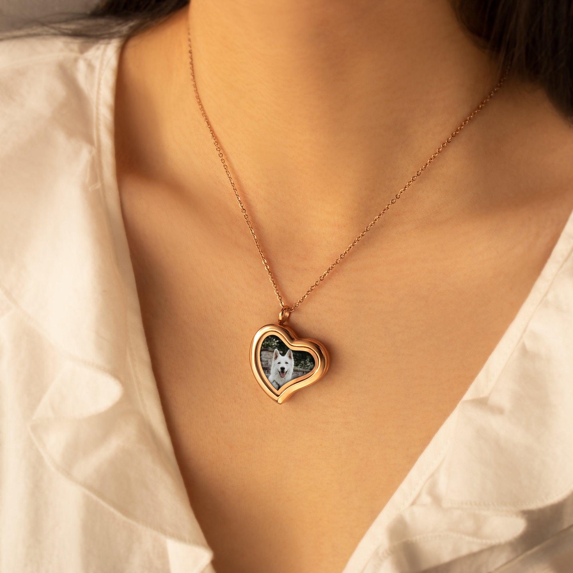 Glass Sideways Heart Photo Locket Pet Necklace