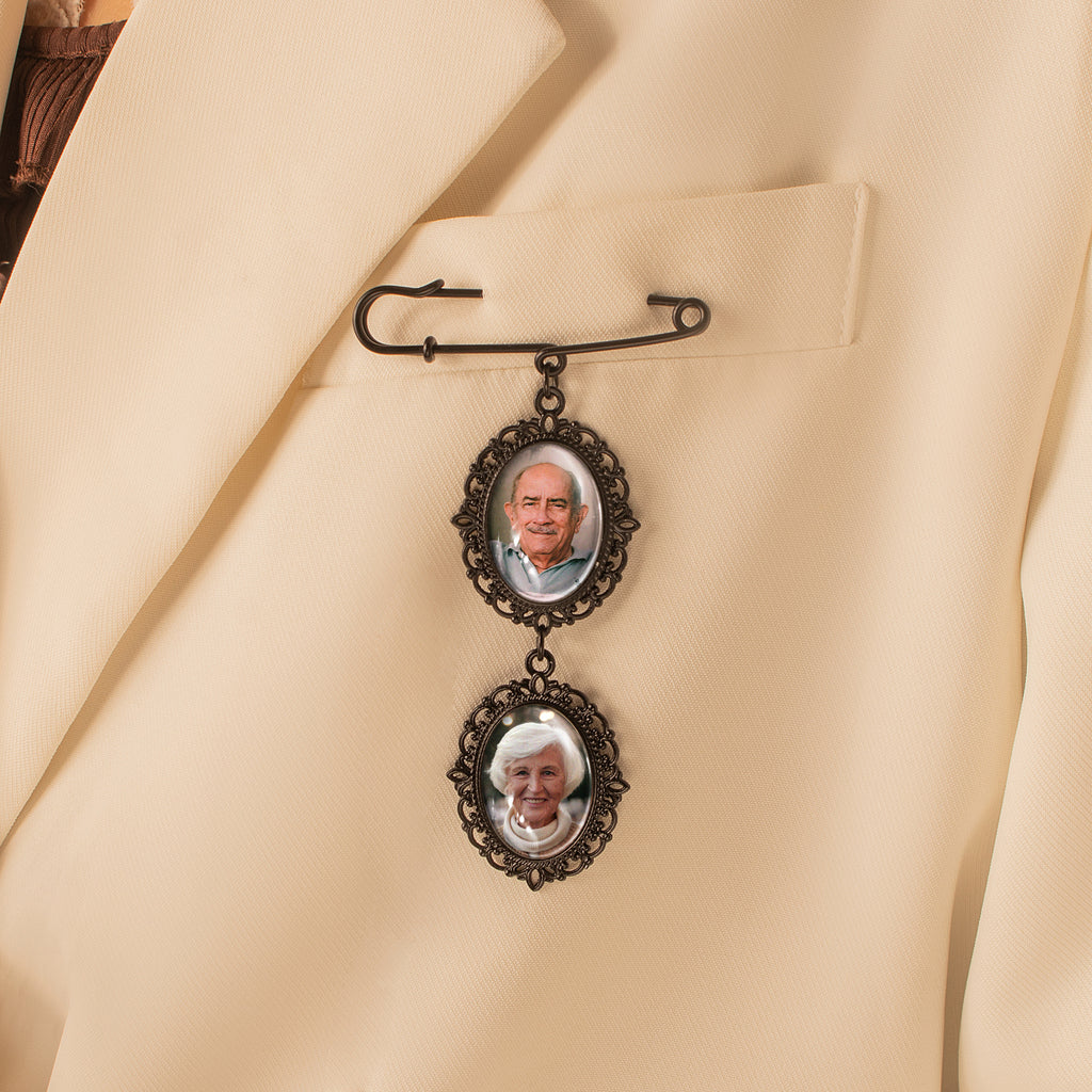 Vertical Oval Photo Brooch Pin