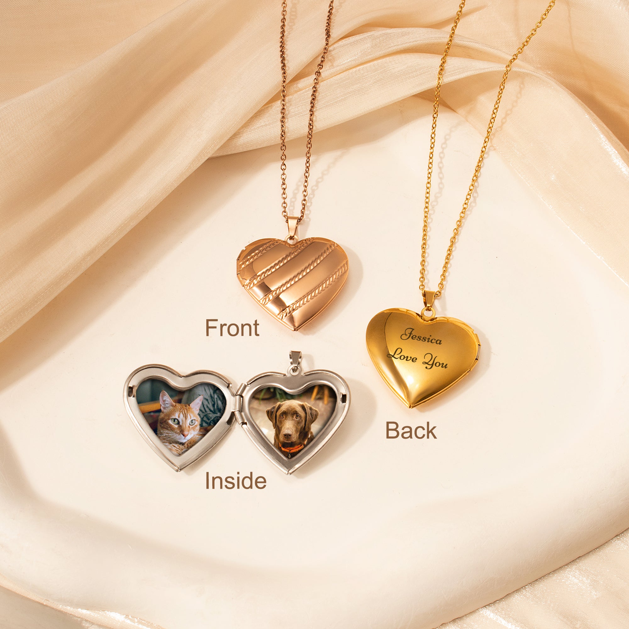 Stripes Heart Photo Locket