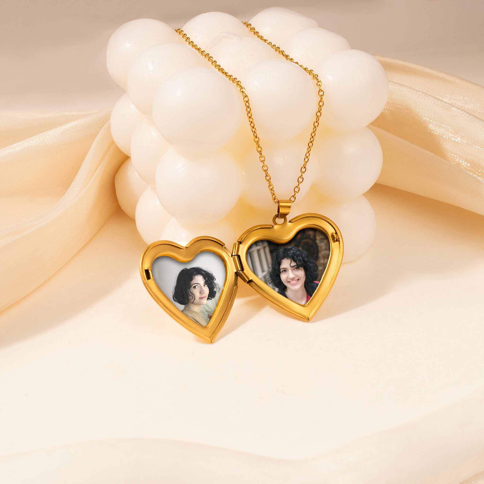 Stripes Heart Photo Locket