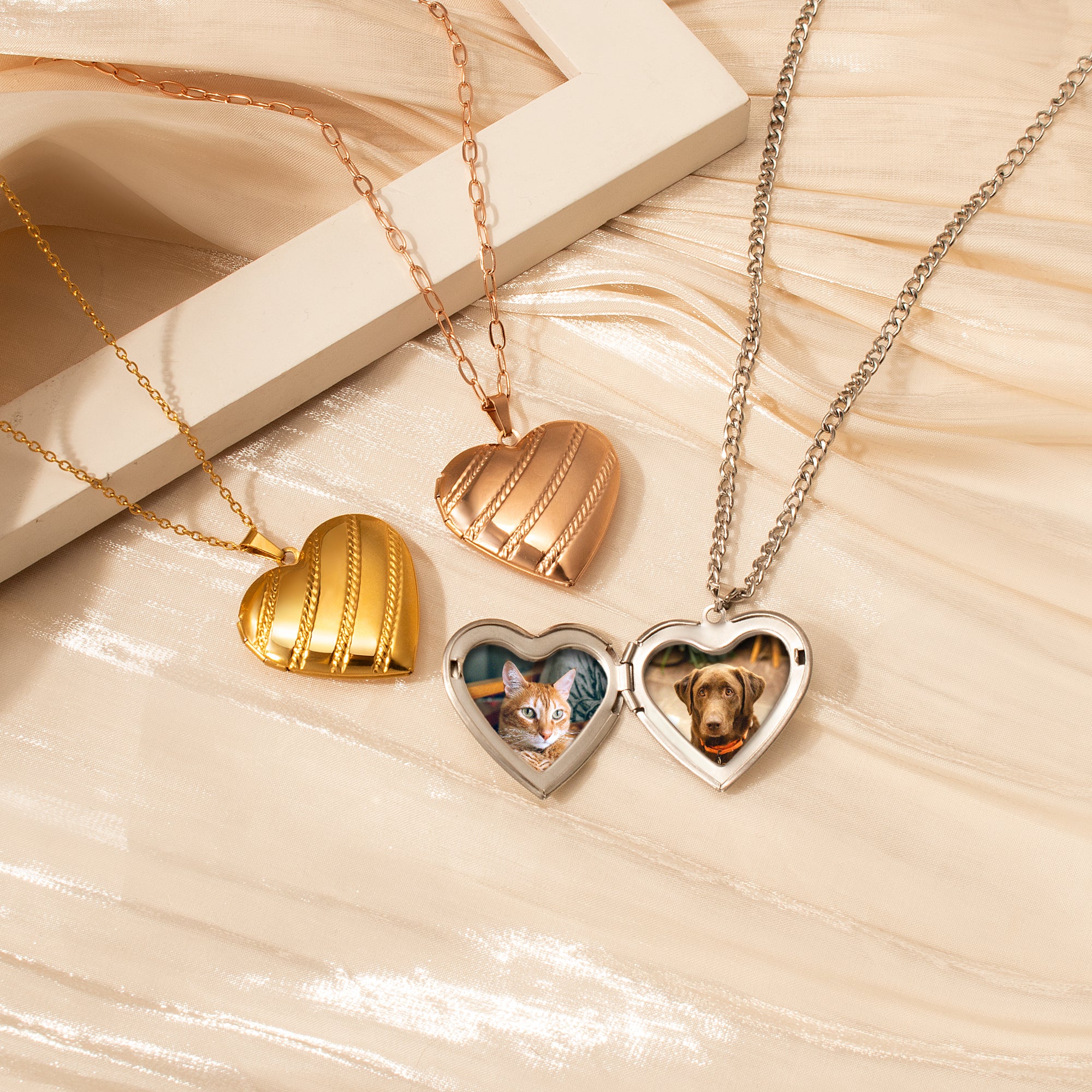Stripes Heart Photo Locket