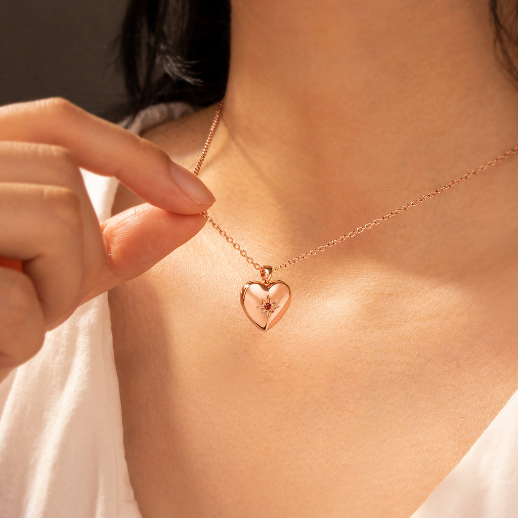 Heart Birthstone Pet Photo Locket Necklace