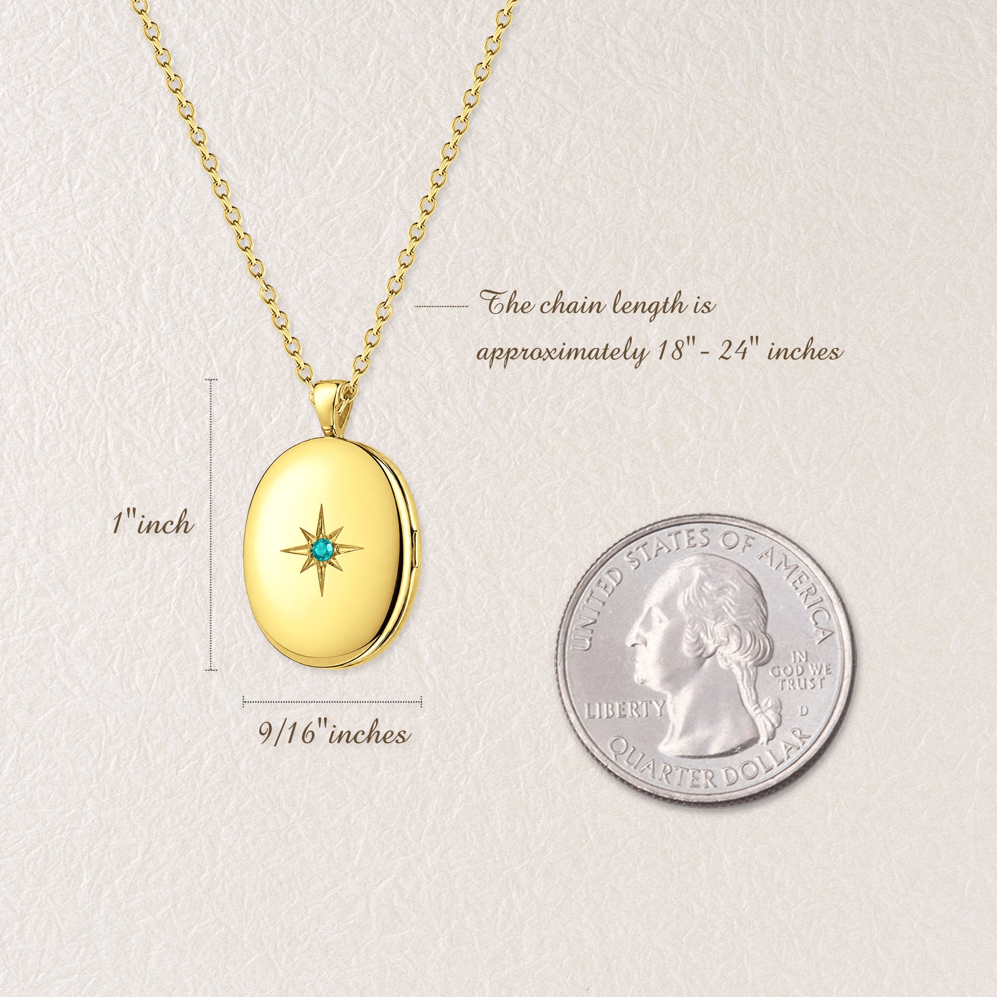 Oval Birthstone Photo Locket Necklace