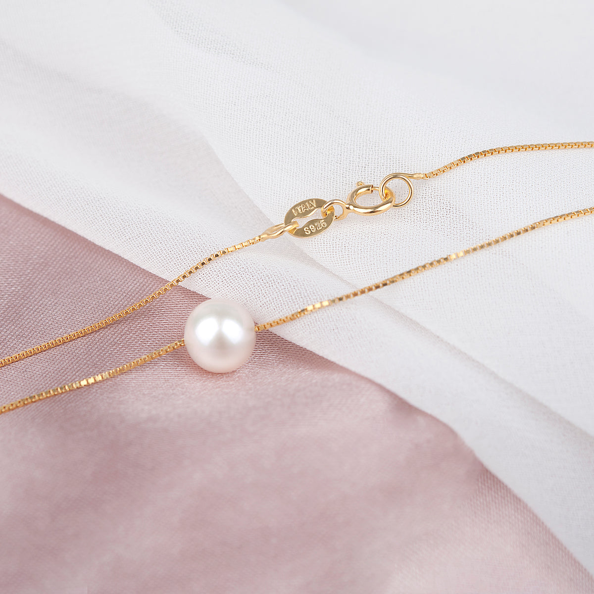 Custom Pearl Necklace with White Floral Card Necklace