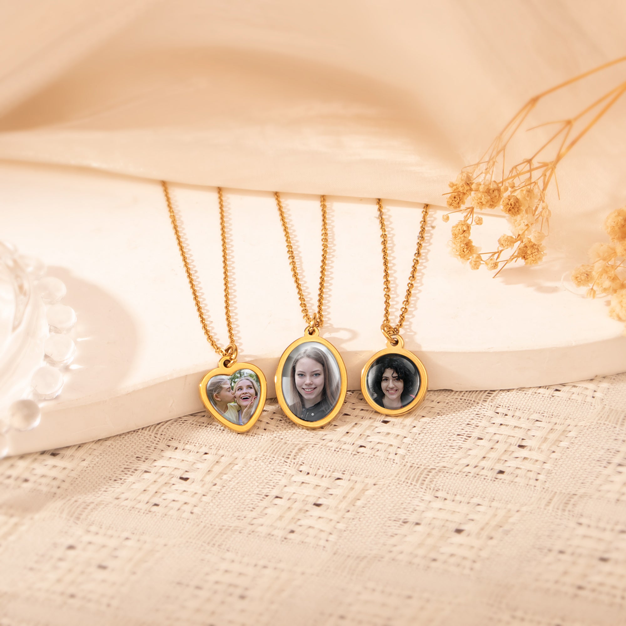 Personalized Photo Pendant Necklace with Glass Dome Cab