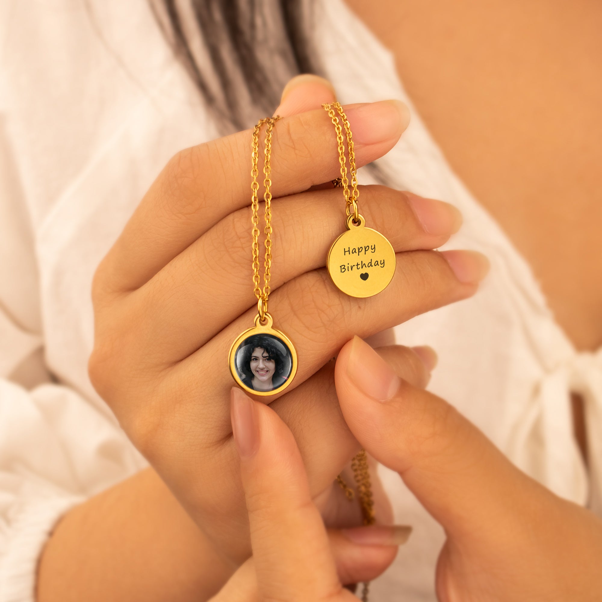 Personalized Photo Pendant Necklace with Glass Dome Cab