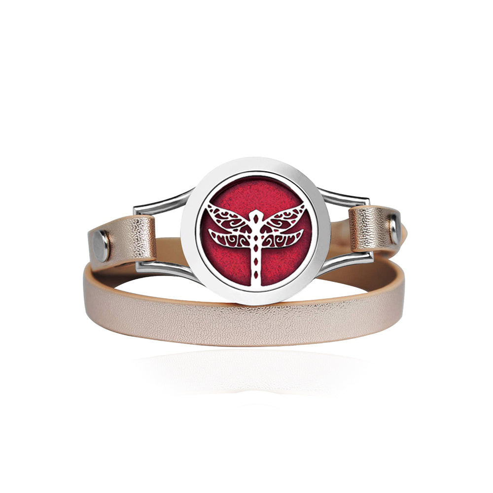 Dragonfly Double Strap Leather Bracelet