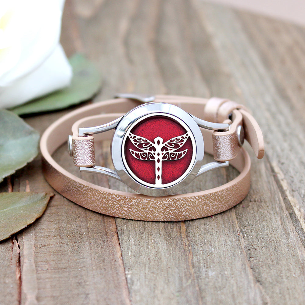 Dragonfly Double Strap Leather Bracelet