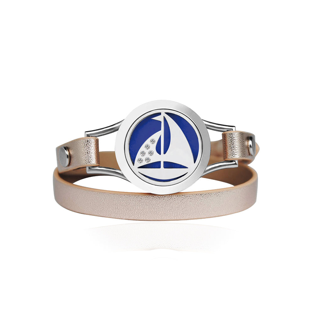 Sailboat Double Strap Leather Bracelet