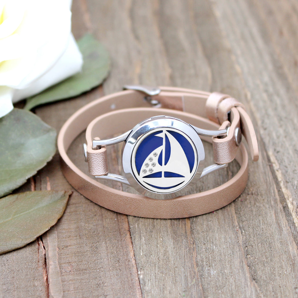 Sailboat Double Strap Leather Bracelet