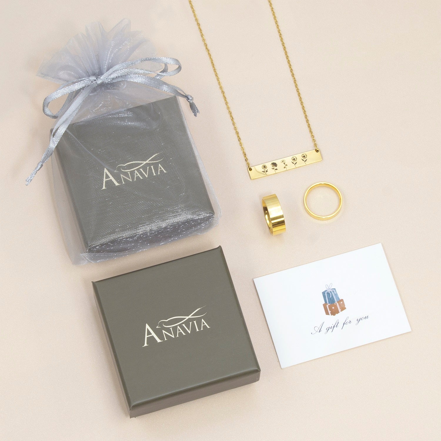 Anavia Best Friend Necklace, Friendship Jewelry, Best Friend Gifts, Gift for Friend, Birthday Gift, Christmas Gift for Her, Cube Pendant Necklace with