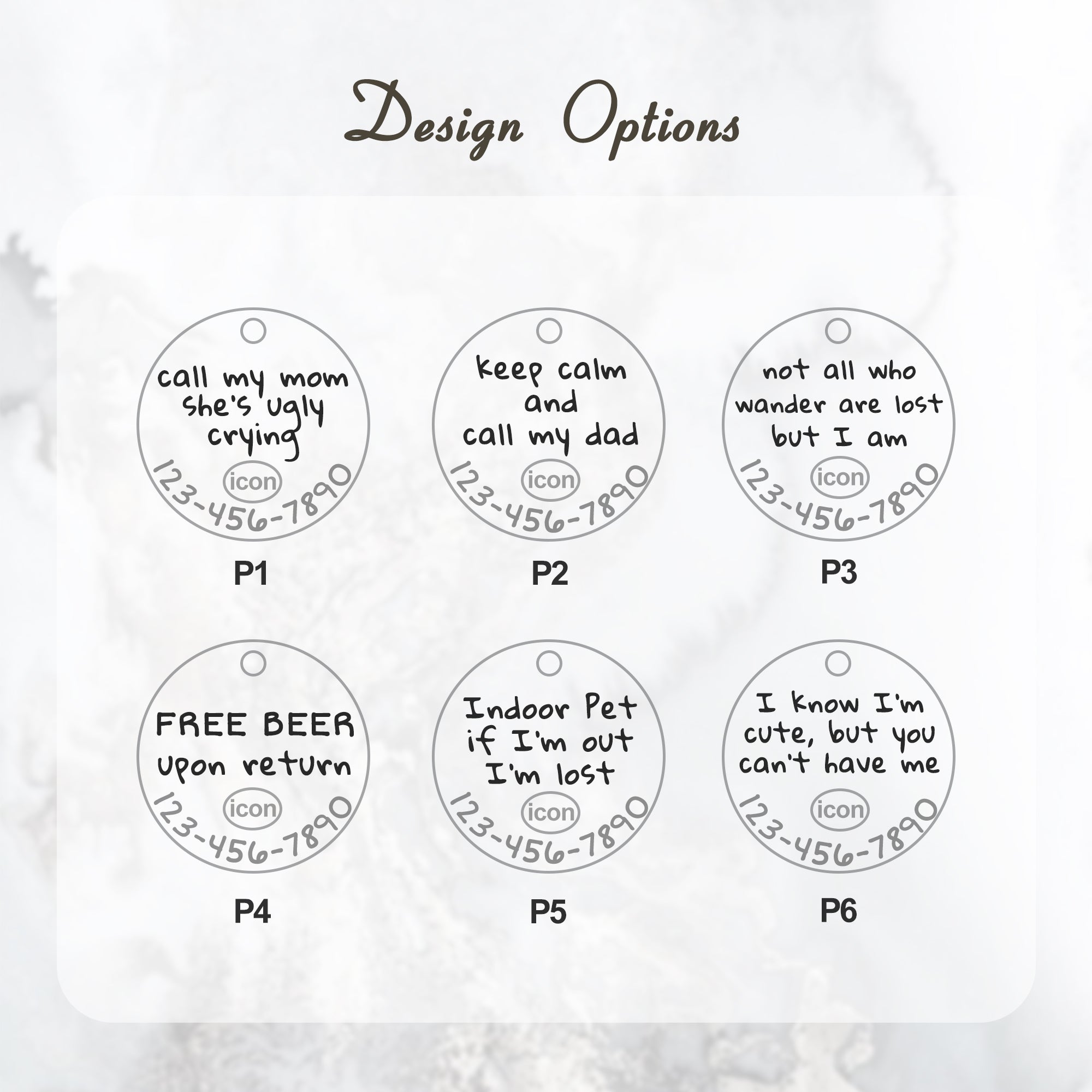 Personalized 2pc Round Shaped Quotes Pet Tag