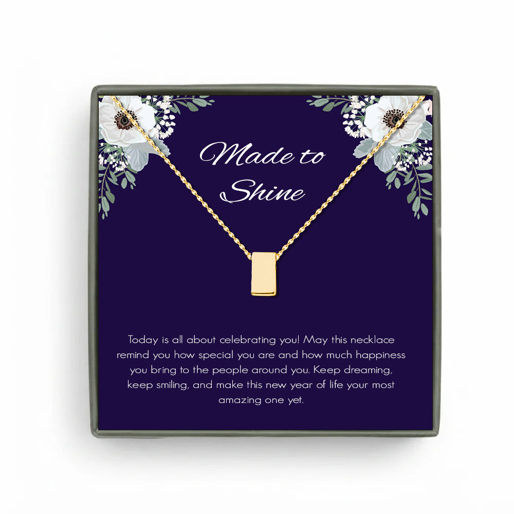 Custom Cube Necklace with Purple Floral Card Necklace