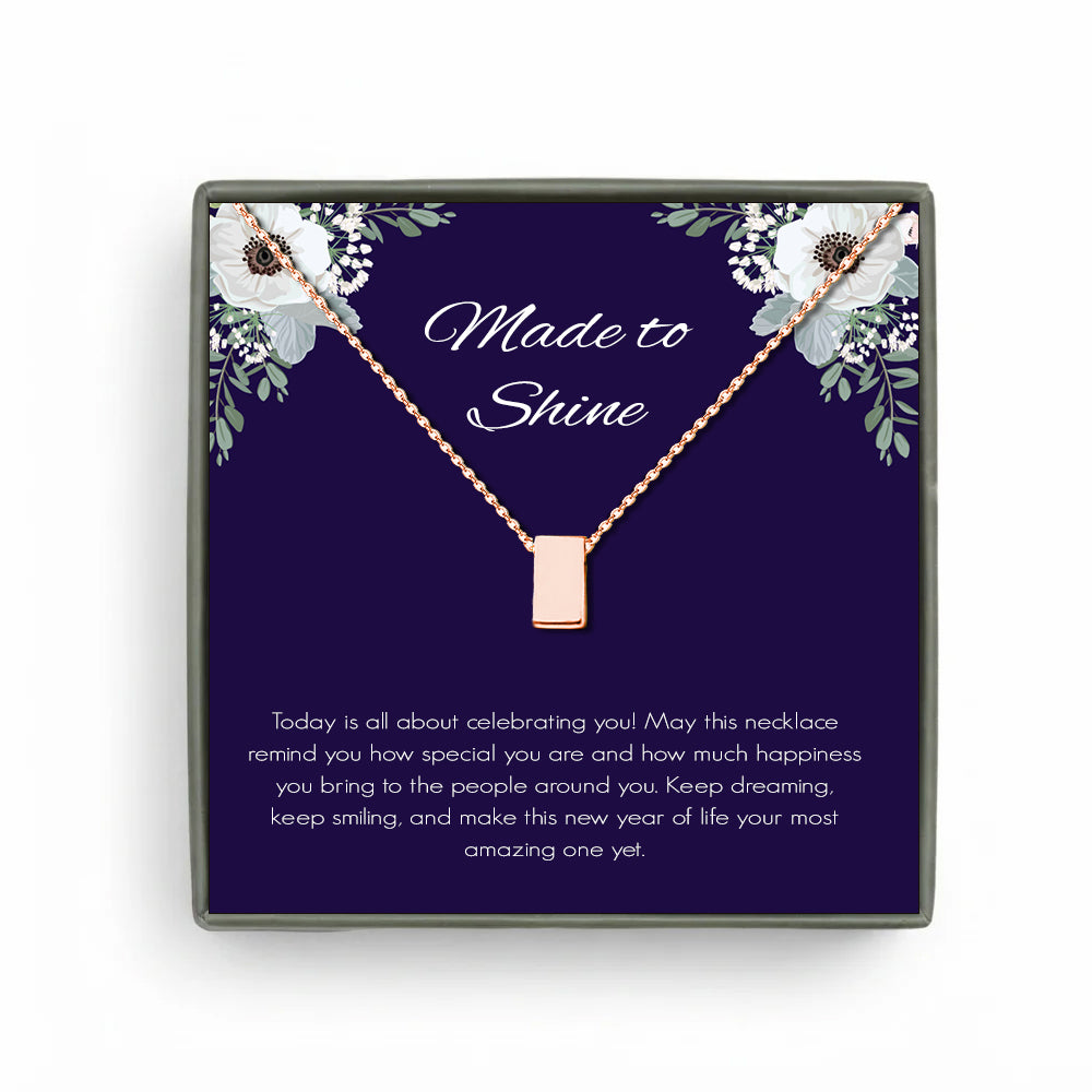 Custom Cube Necklace with Purple Floral Card Necklace