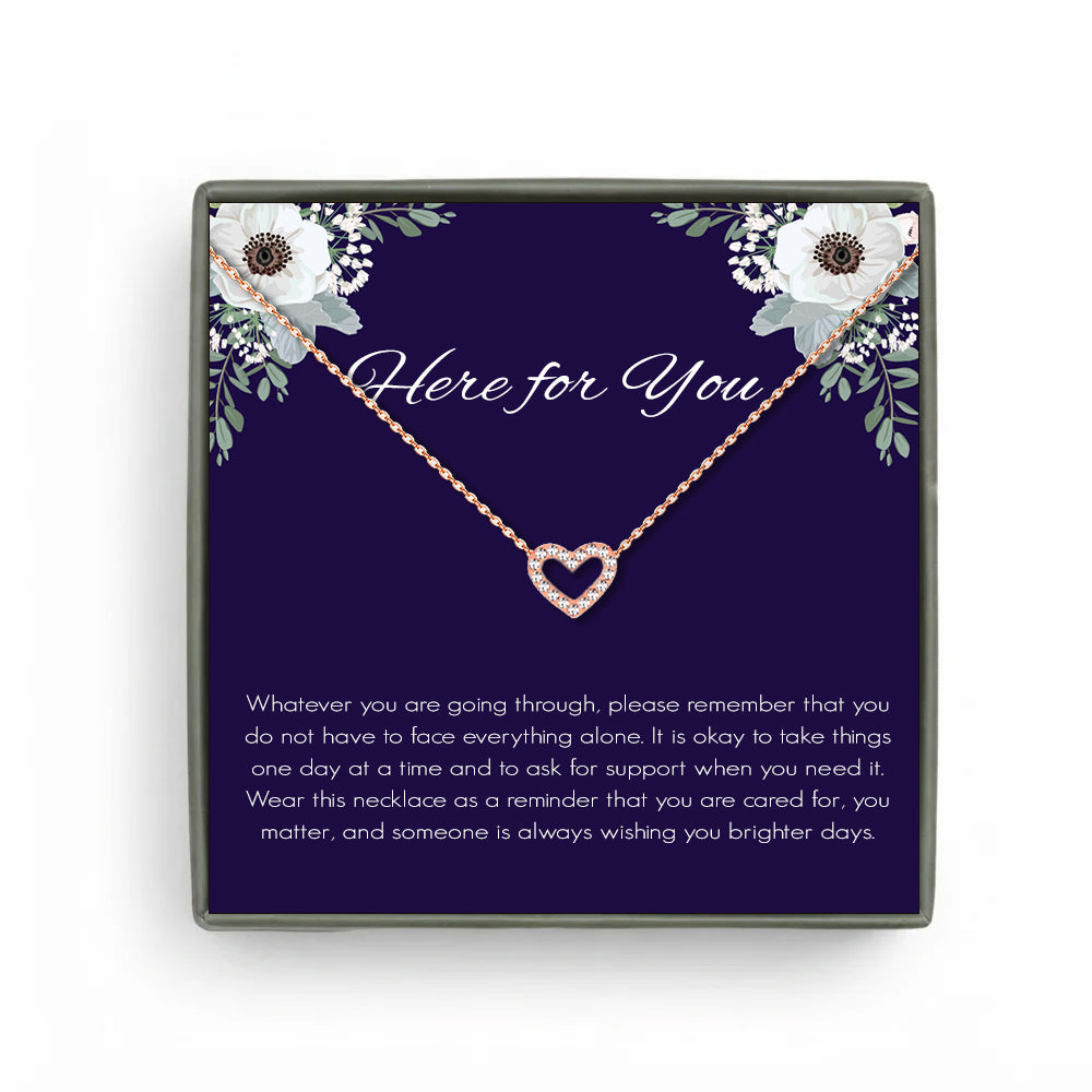 Custom Heart Necklace with Purple Floral Card Necklace