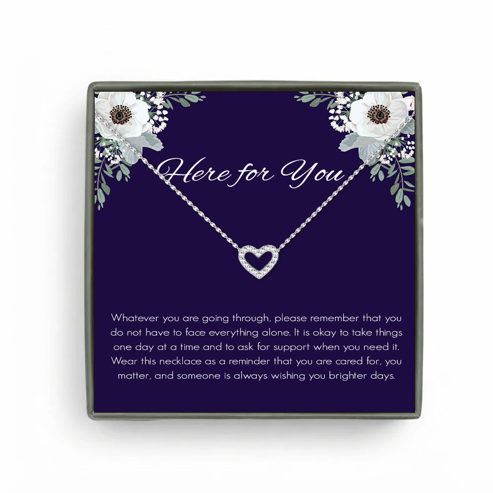 Custom Heart Necklace with Purple Floral Card Necklace