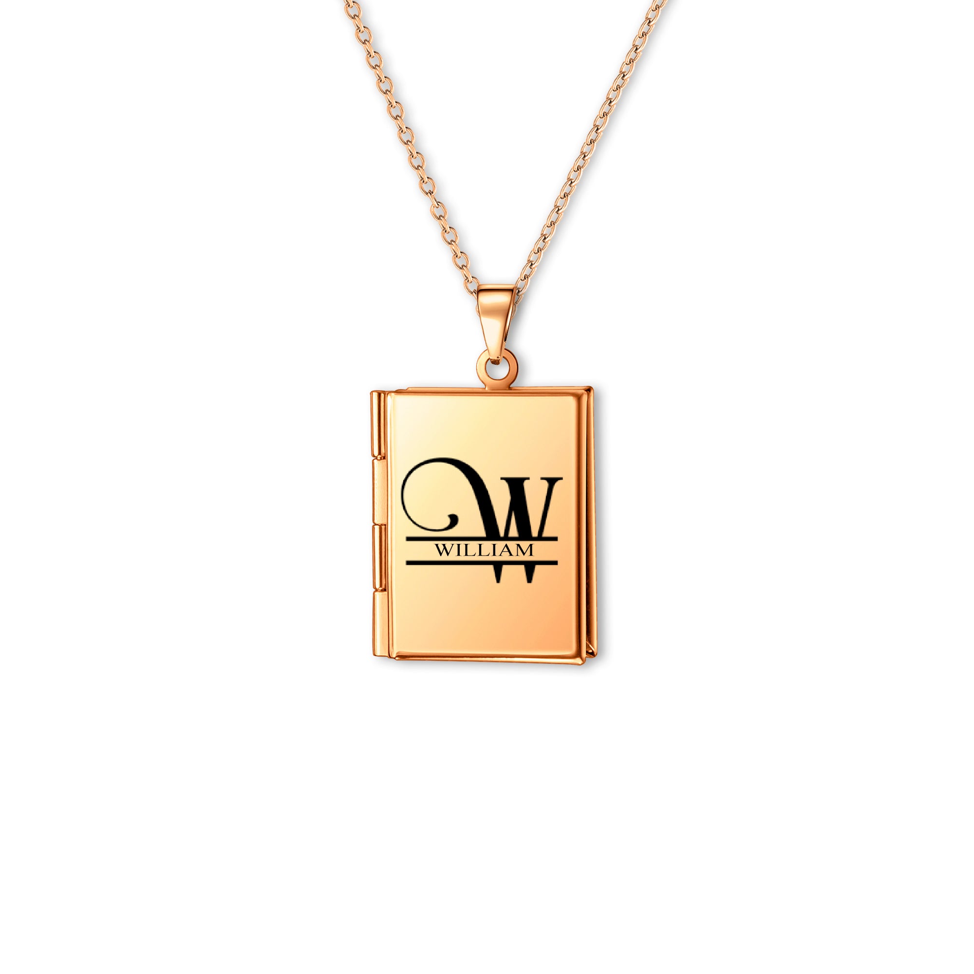 Square Name Photo Locket Necklace