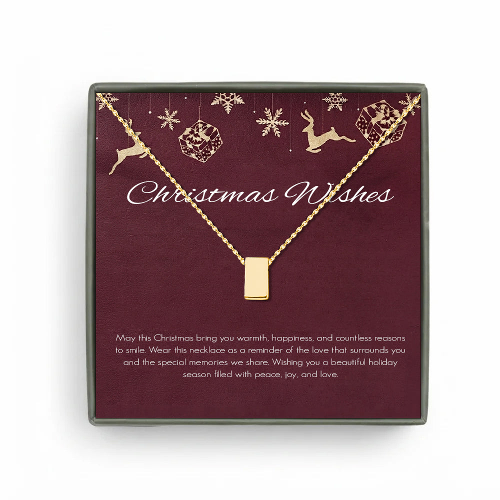 Custom Christmas Card and Cube Necklace