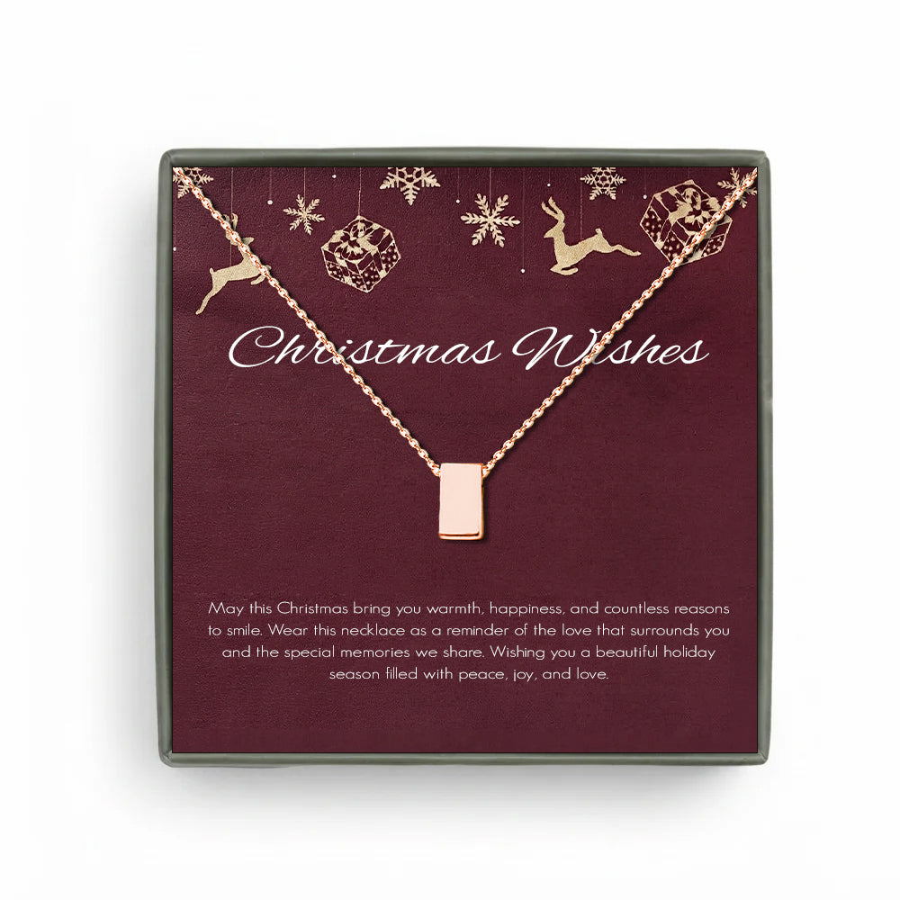 Custom Christmas Card and Cube Necklace