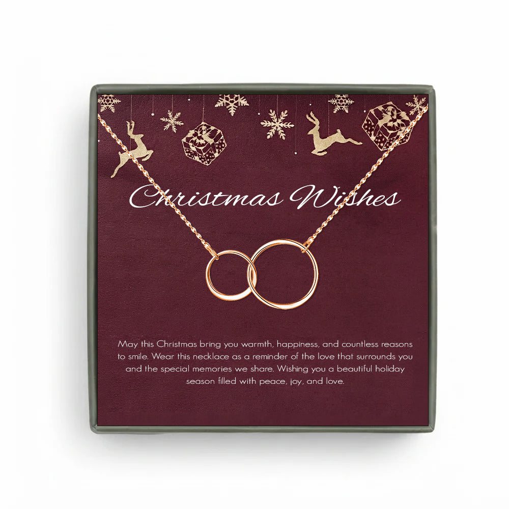 Custom Interlocking Rings Necklace with Christmas Card Necklace