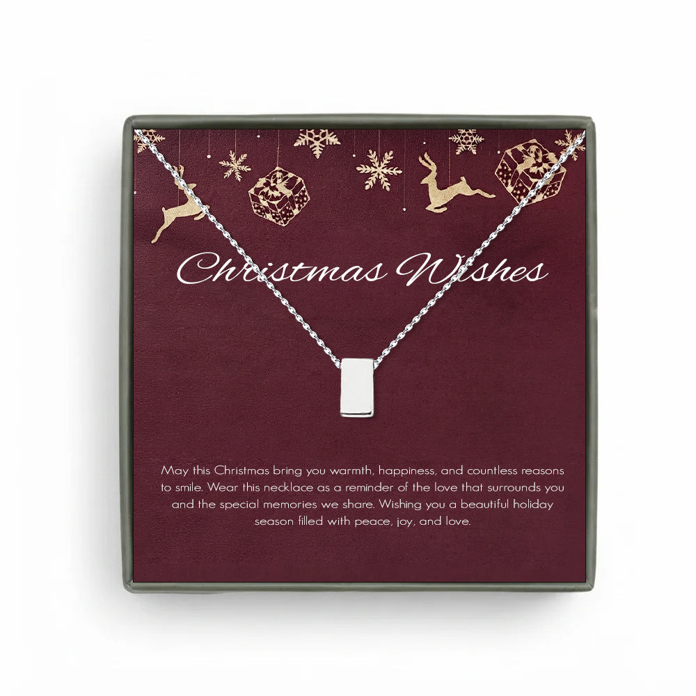 Custom Christmas Card and Cube Necklace