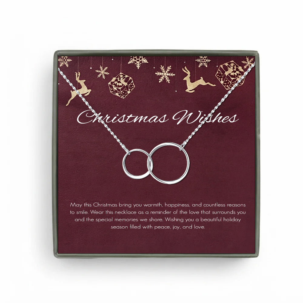 Custom Interlocking Rings Necklace with Christmas Card Necklace