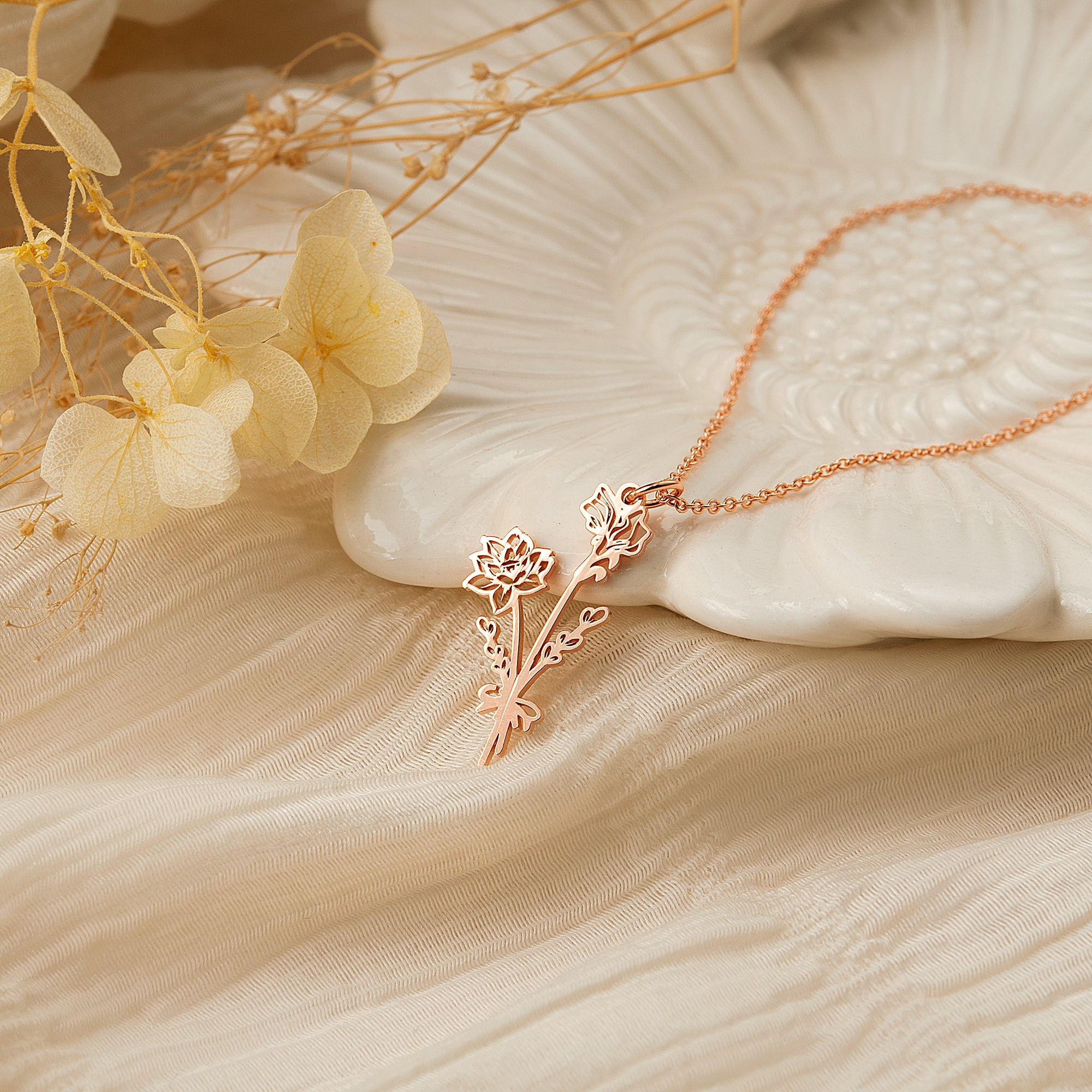 Birth Flower Bouquet Necklace