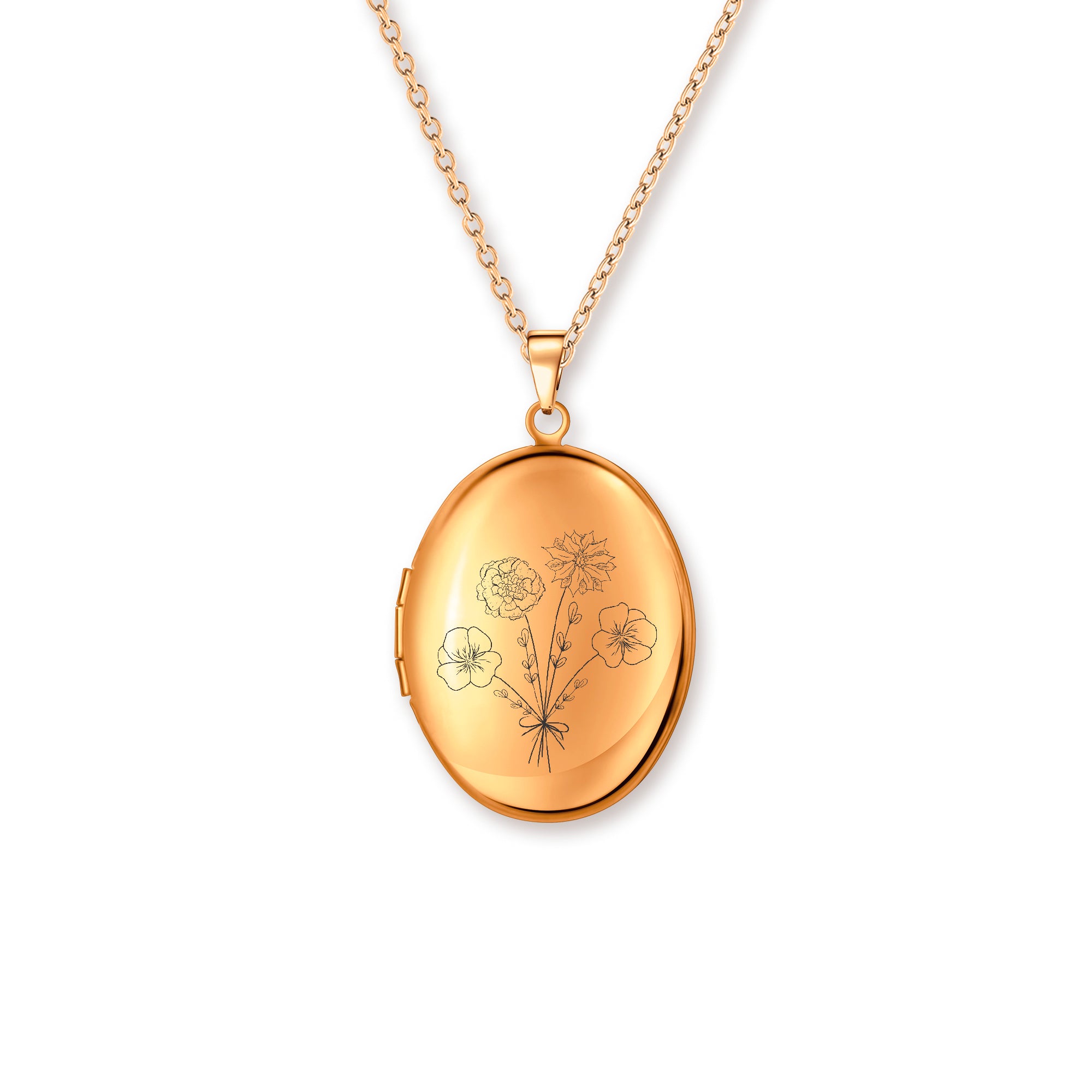 Oval Build Your Own Bouquet Photo Locket Necklace