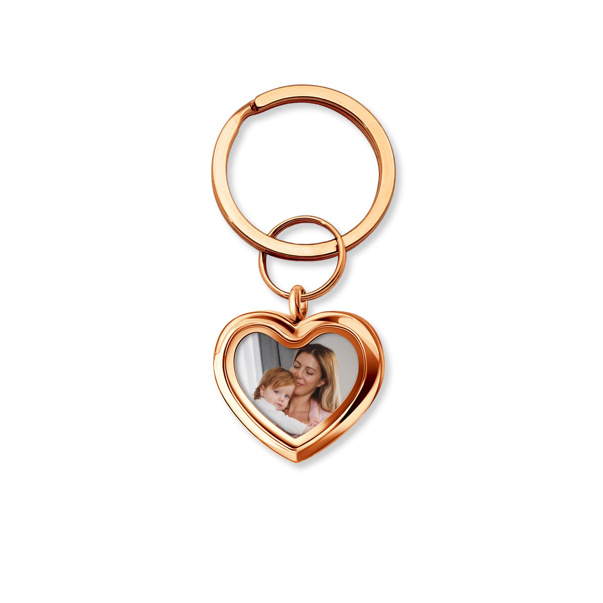 Glass Heart Photo Locket Keychain