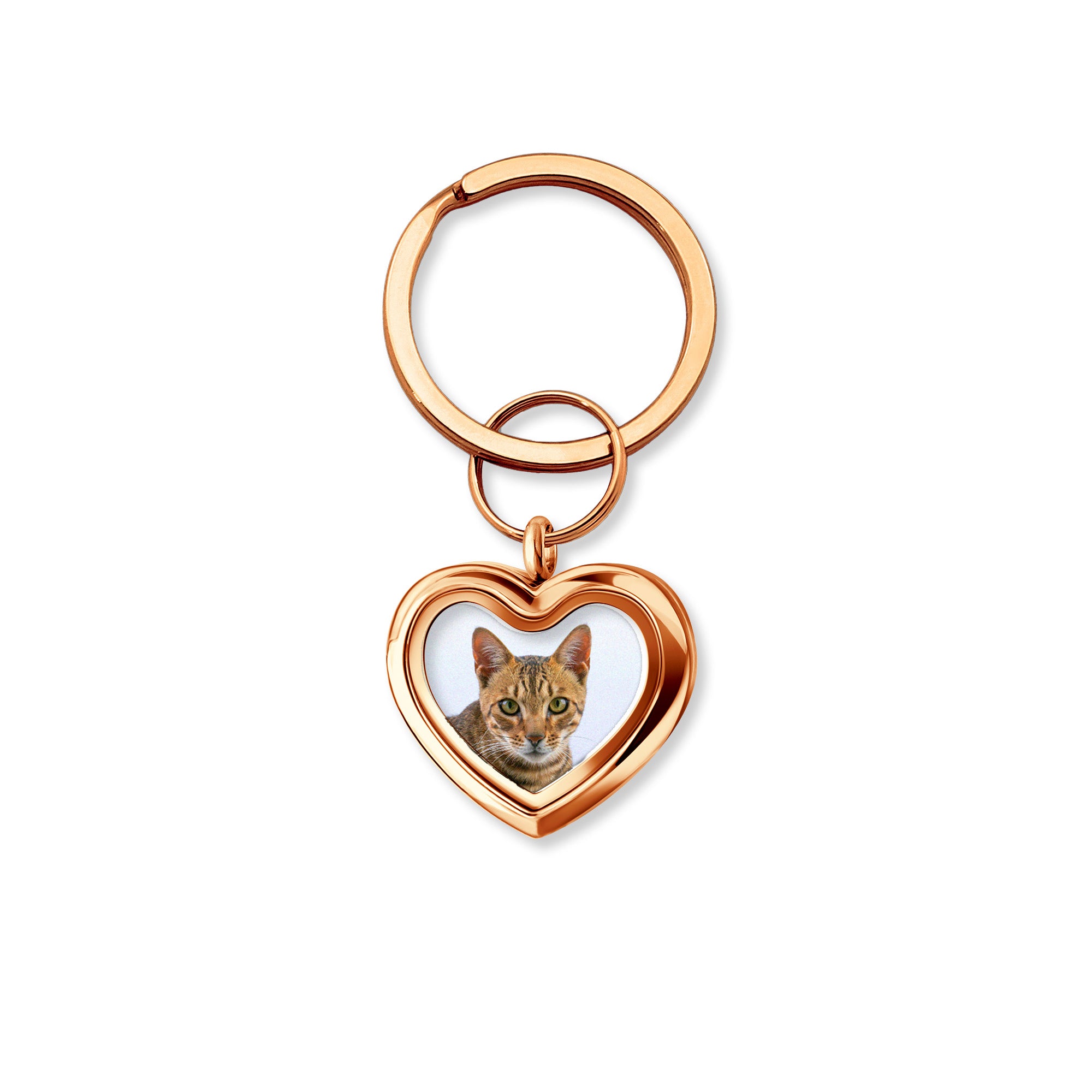 Glass Heart Photo Locket Pet Memorial Keychain