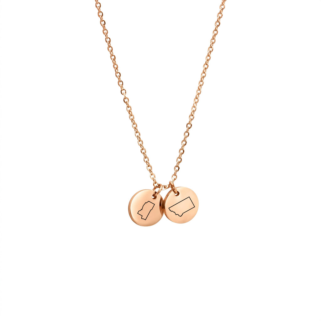 Long Distance State Necklace with Mini Round Pendants