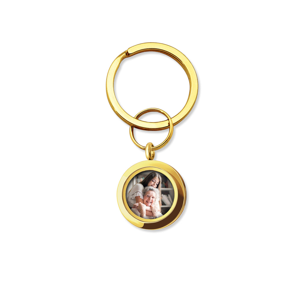 Round Photo Locket Keychain