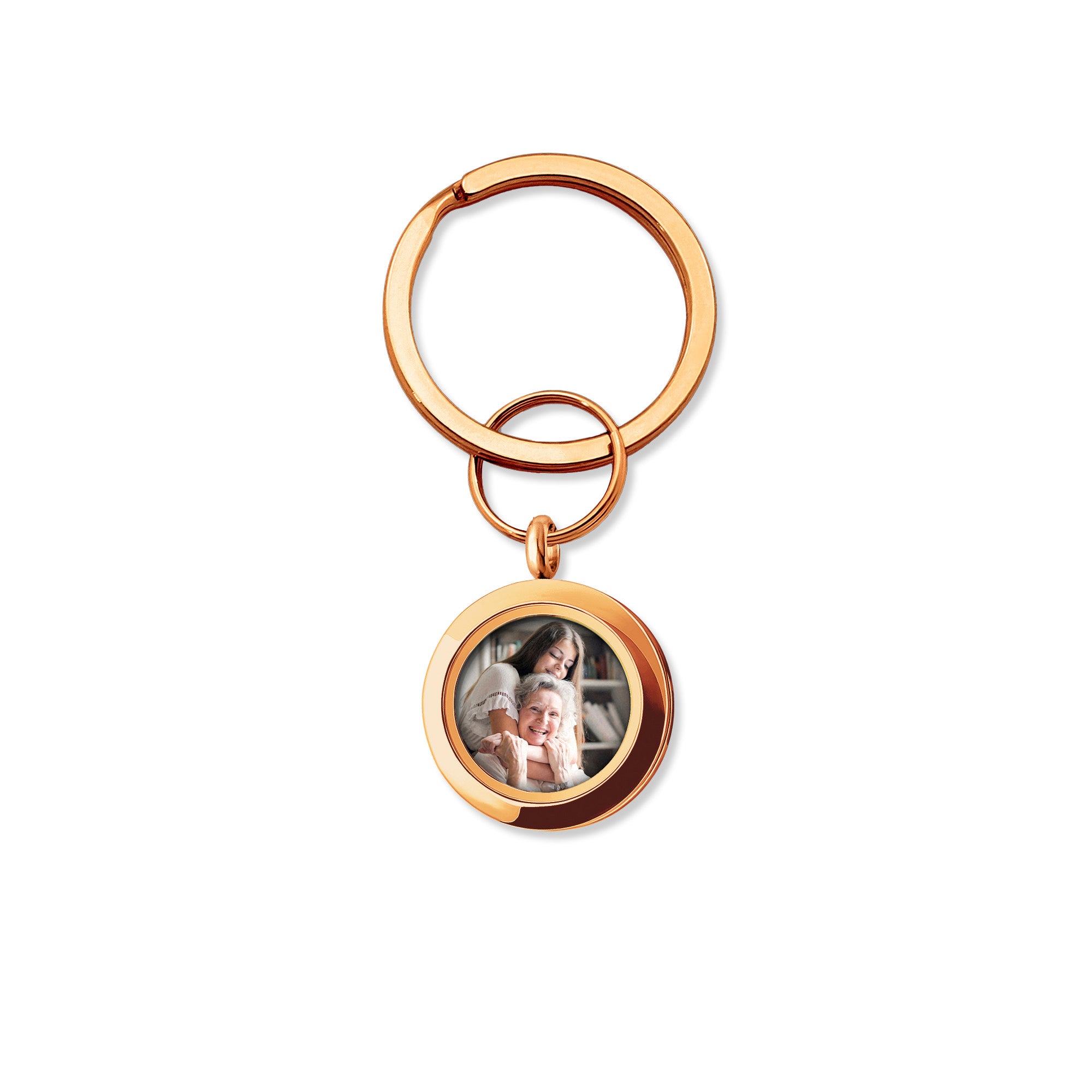 Round Photo Locket Keychain