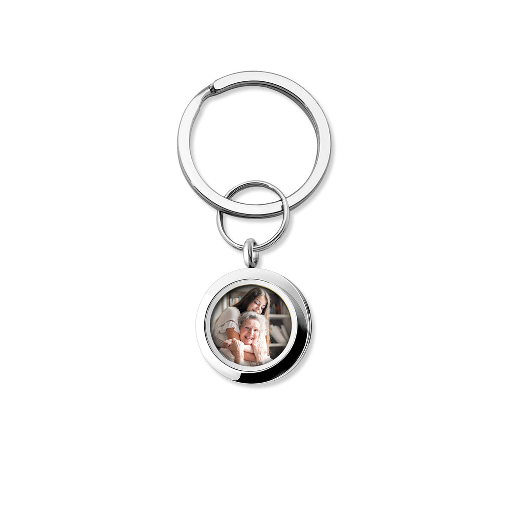 Round Photo Locket Keychain