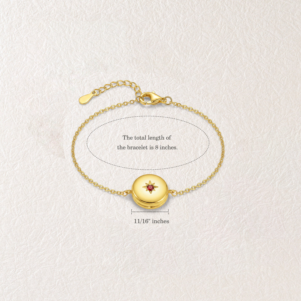 Birthstone Round Locket Pet Memorial Bracelet