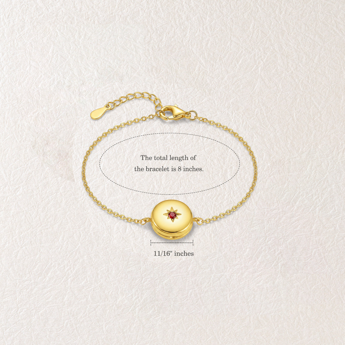 Birthstone Round Locket Pet Memorial Bracelet