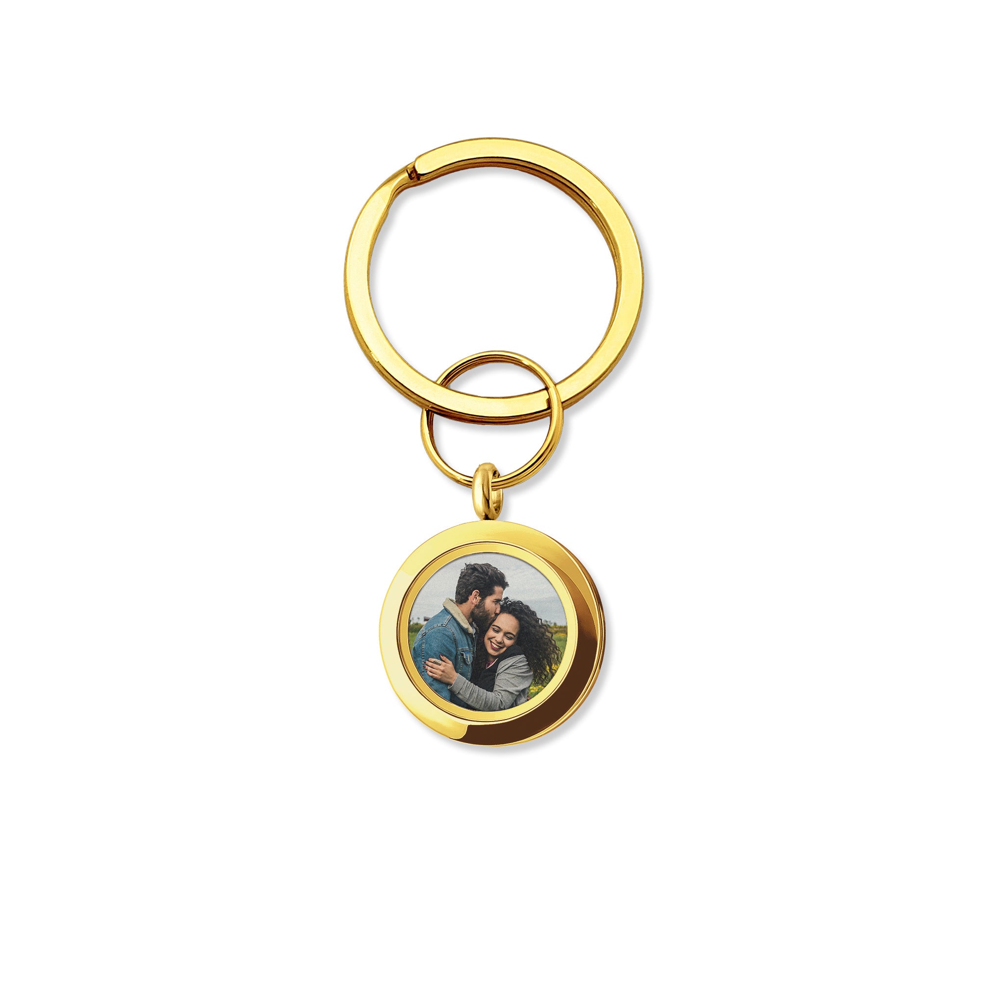 Round Photo Locket Memorial Keychain