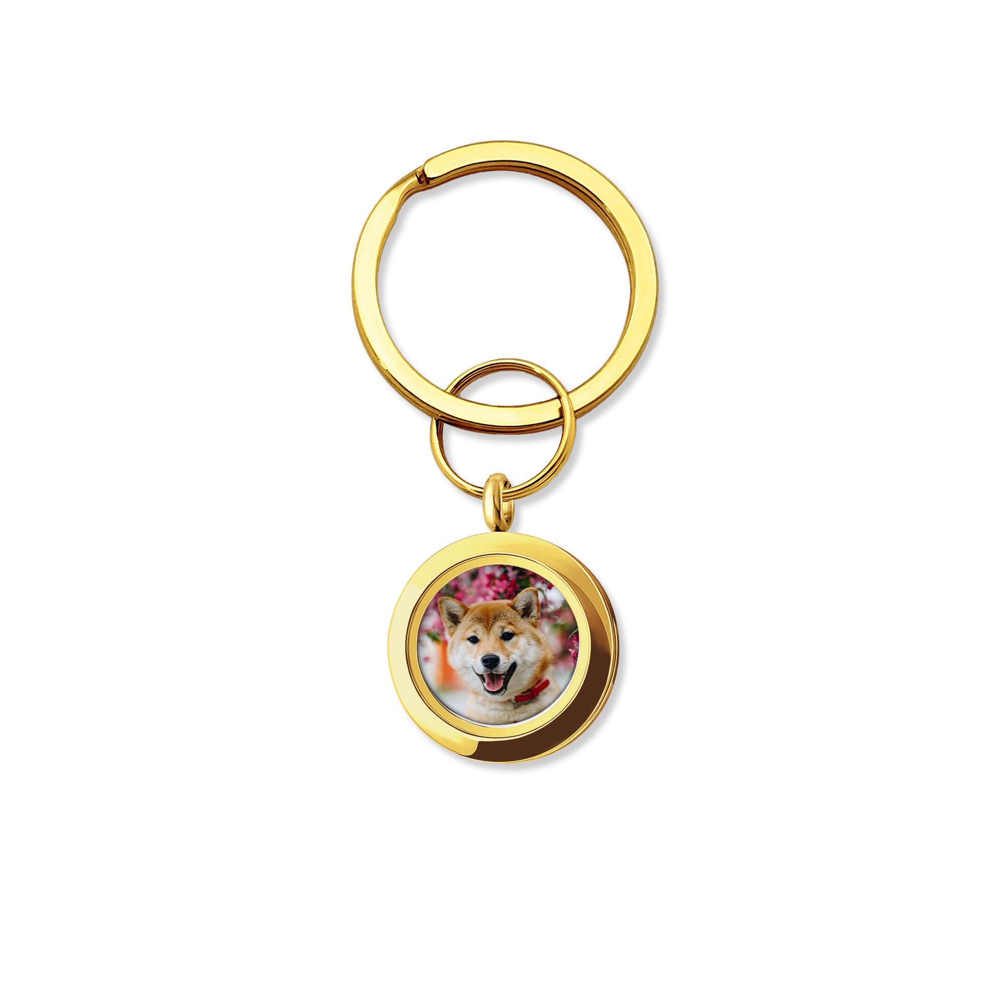 Round Photo Locket Pet Memorial Keychain