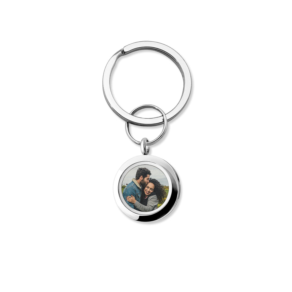 Round Photo Locket Memorial Keychain