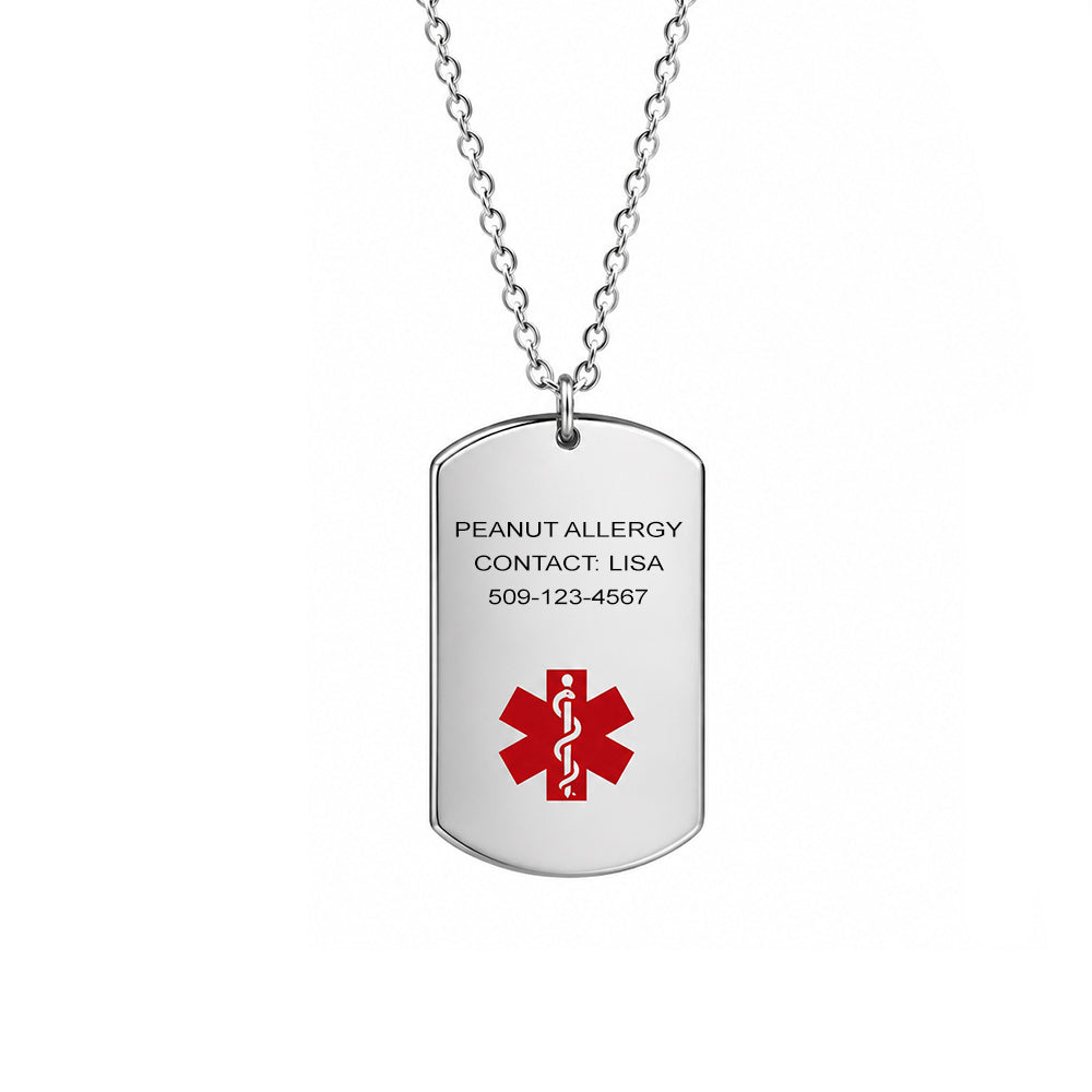 Medical Alert ID Dog Tag Necklace