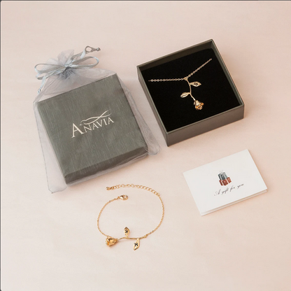 To My Beautiful Mom Rose Necklace Jewelry and Card Set