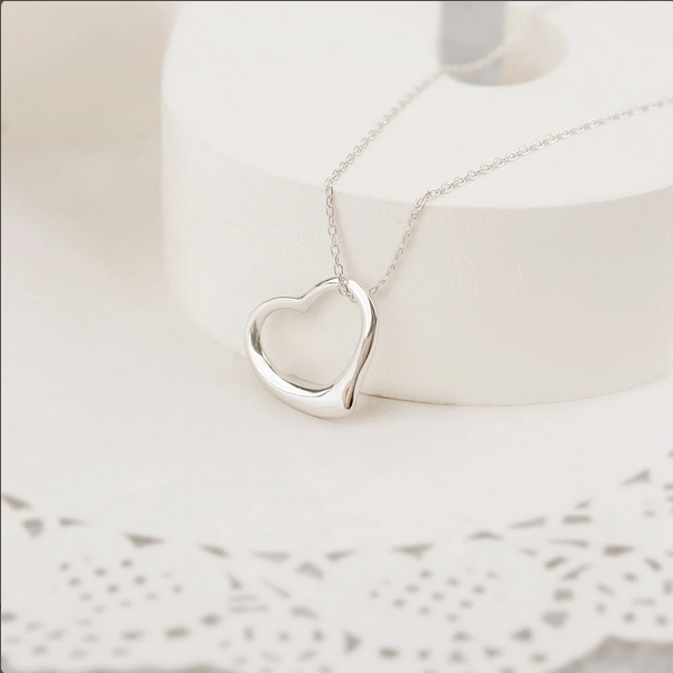 Custom Dangling Heart Necklace with White Floral Card Necklace