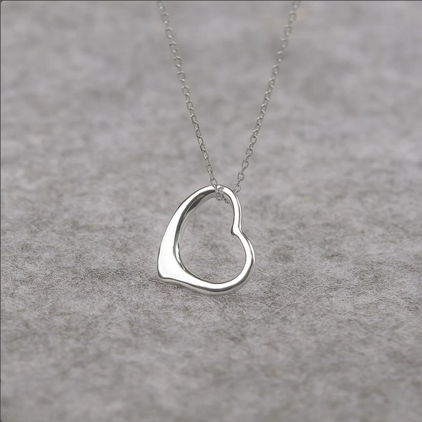 Custom Dangling Heart Necklace with White Floral Card Necklace
