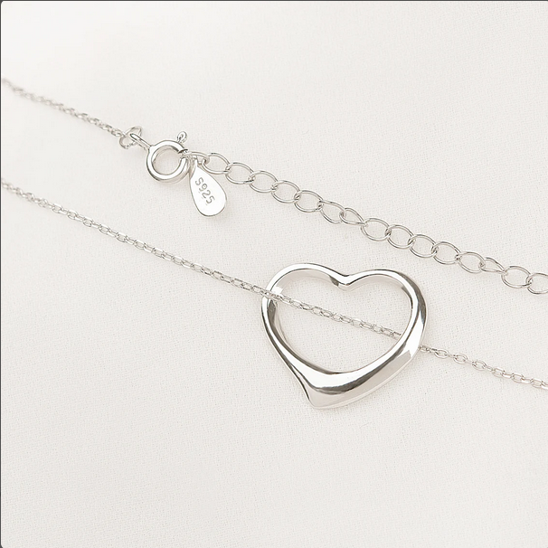 Custom Dangling Heart Necklace with White Floral Card Necklace