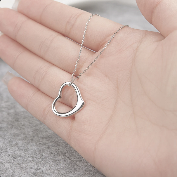 Custom Dangling Heart Necklace with White Floral Card Necklace
