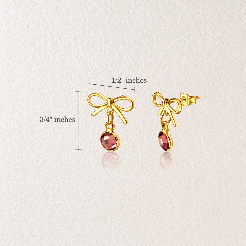 Birthstone Bow Earring