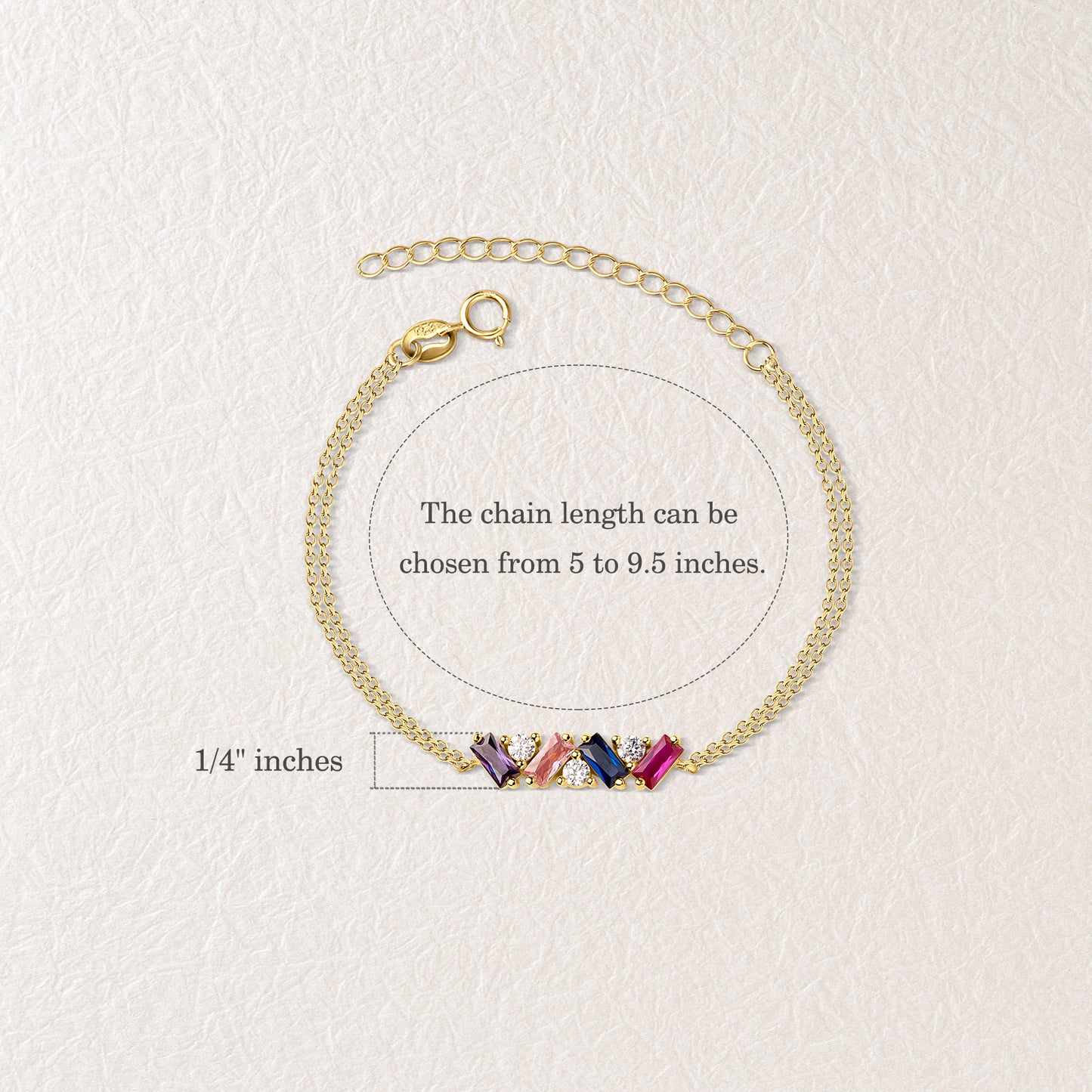 Personalized Birthstone Double Chain Bracelet