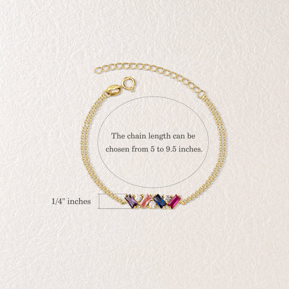 Personalized Birthstone Double Chain Bracelet