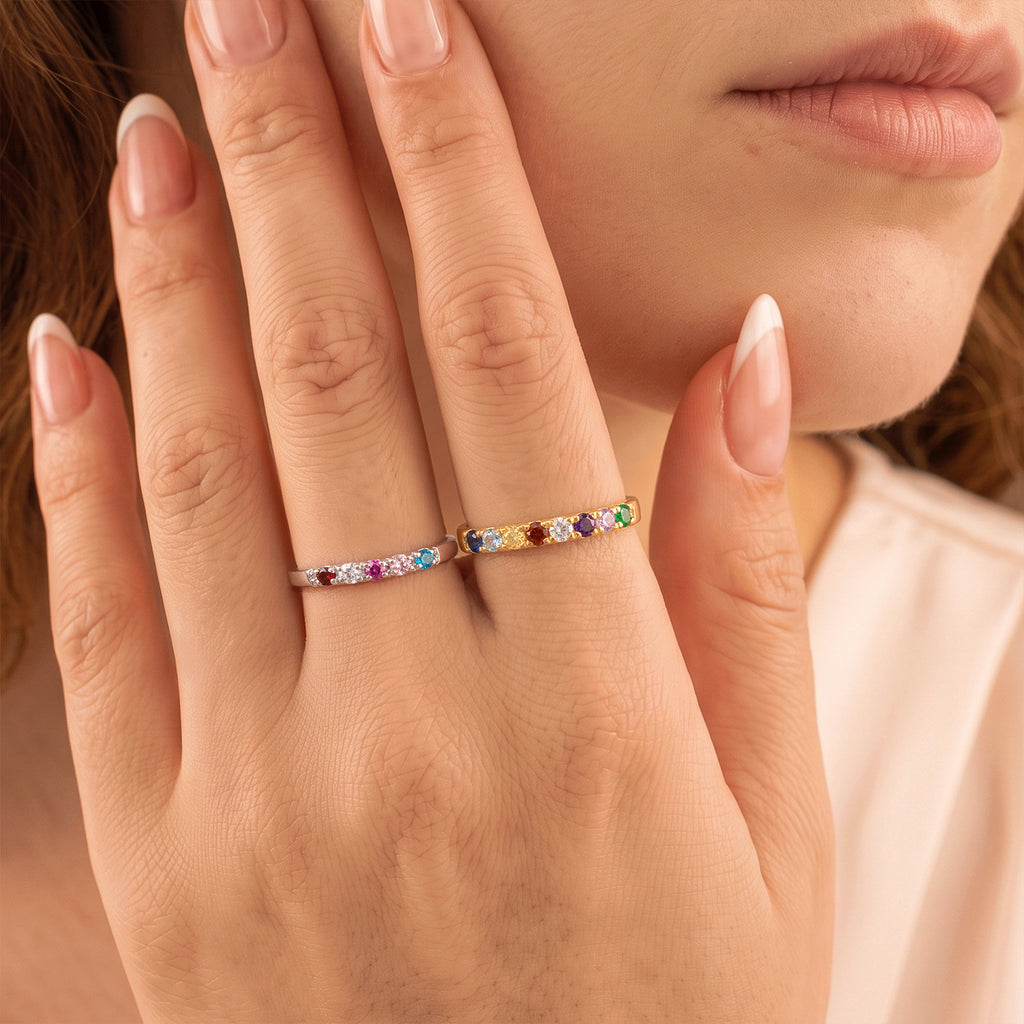 Personalized 925 Sterling Silver Birthstone Ring